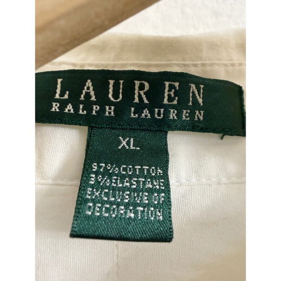 Lauren Ralph Lauren Womens XL White Crest Embroidered Button Down Shirt Blouse - Picture 4 of 6